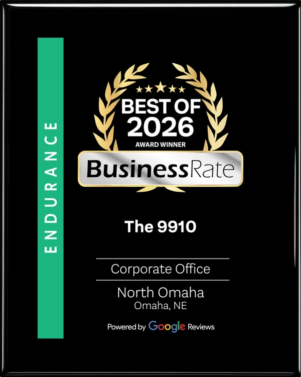BusinessRate Best of 2026 Endurance Award for The 9910, Corporate Office, North Omaha, Nebraska.